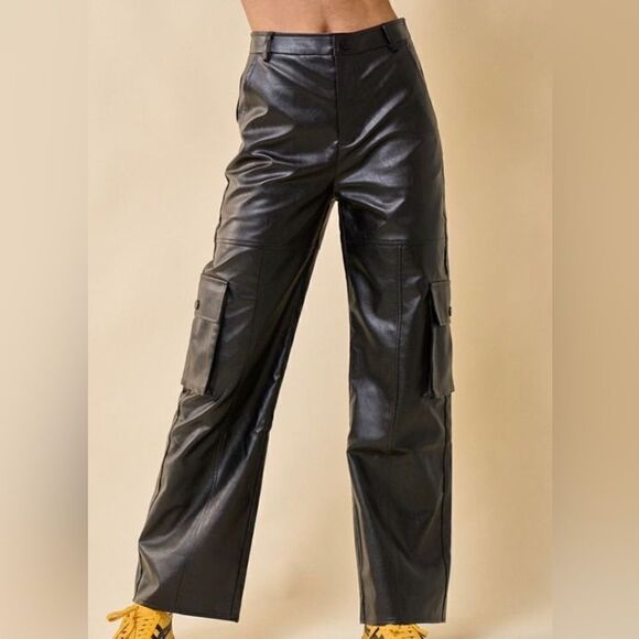 Luna Faux Leather Cargo Pants - Picture 1 of 1
